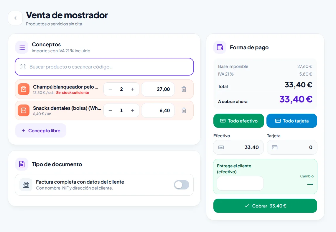 Un TPV para peluquería canina con tickets preparados para Verifactu