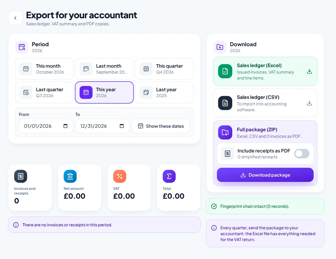 Everything your accountant asks for, in one click