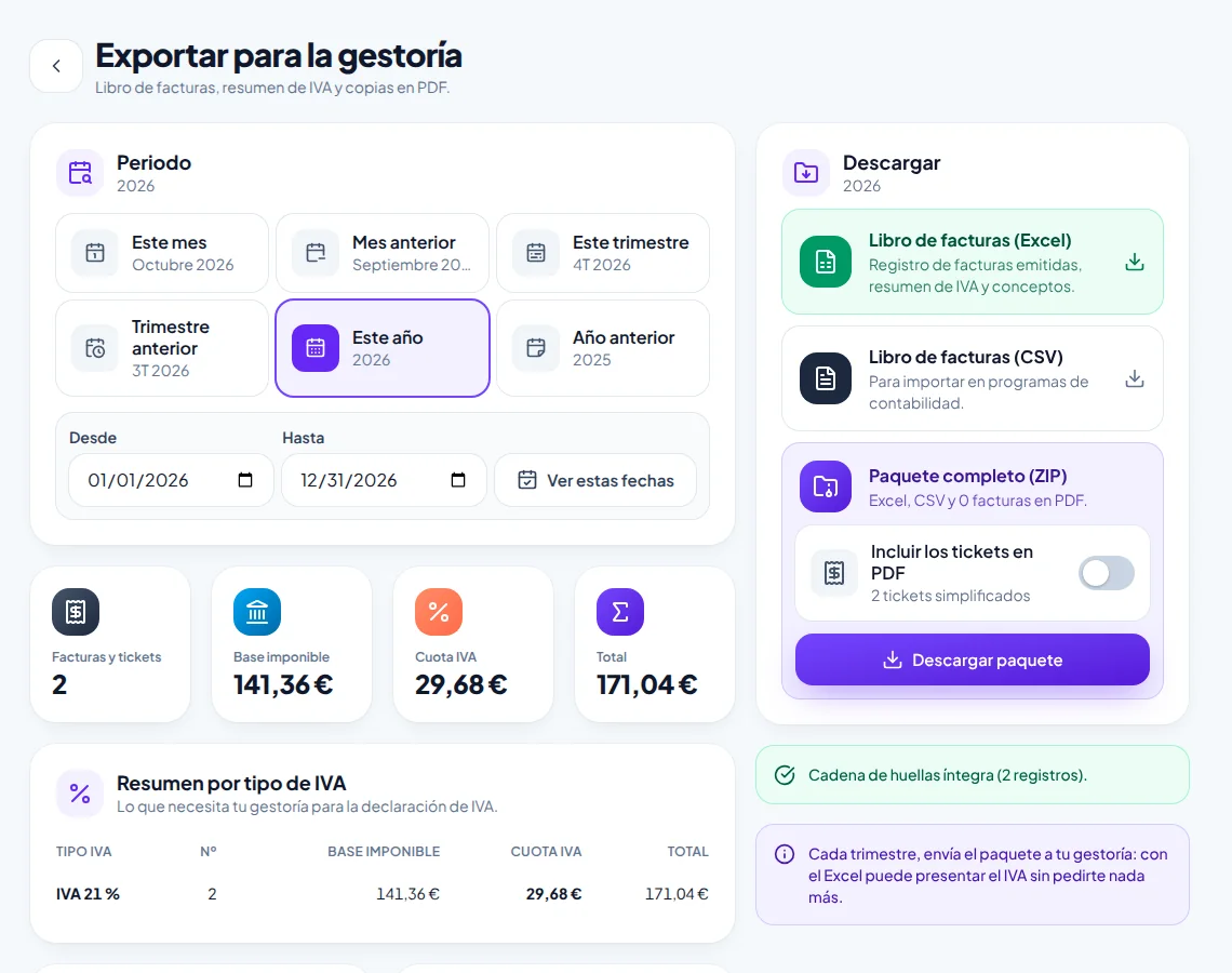 Todo lo que pide tu gestoría, en un clic