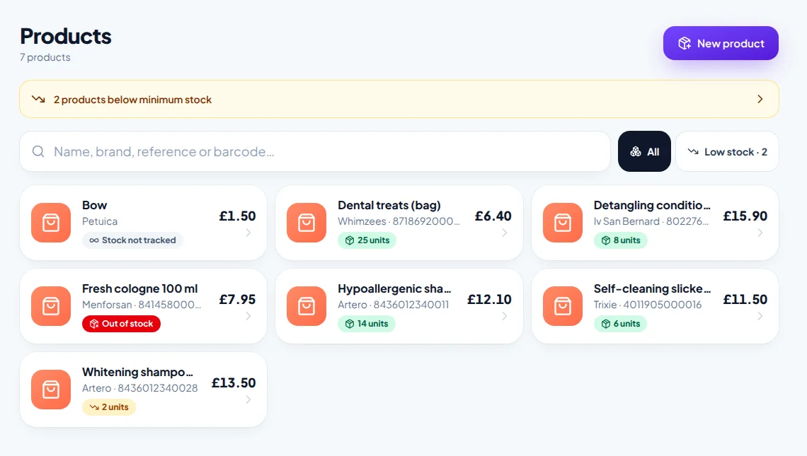 Stock control for your grooming salon’s shop